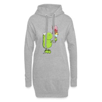 Grenouille avec glace - Sweat-shirt à capuche long Femme - gris chiné - Devant