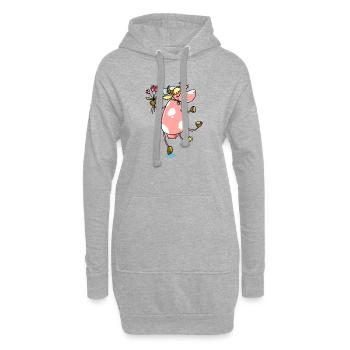 Vache de fermier avec des fleurs mignonne - Sweat-shirt à capuche long Femme - gris chiné - Devant