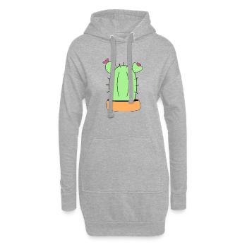 Kaktus, Kakteen, Sukkulenten, Pflanze - Hoodie-Kleid - Grau meliert - Vorne