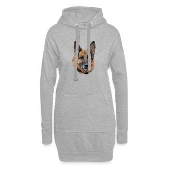 Chien de berger - Sweat-shirt à capuche long Femme - gris chiné - Devant