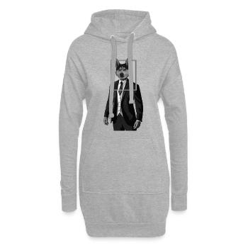 Chien husky avec des vêtements de costume dans le cadre de l’image - Sweat-shirt à capuche long Femme - gris chiné - Devant