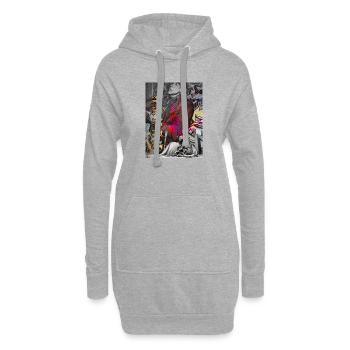 Urbaner Graffiti-Schädel-Schmetterling - Hoodie-Kleid - Grau meliert - Vorne