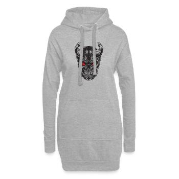 Schädel - Hoodie-Kleid - Grau meliert - Vorne