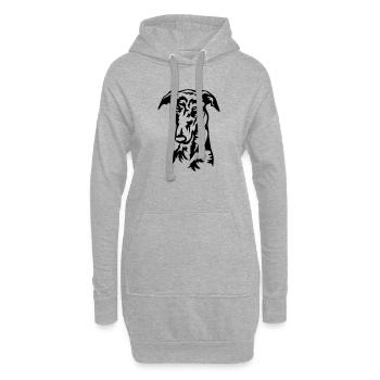 Tête de Galgo - Sweat-shirt à capuche long Femme - gris chiné - Devant