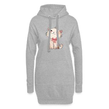 niedliche Katze beobachtet eine Kirschblüte - Hoodie-Kleid - Grau meliert - Vorne
