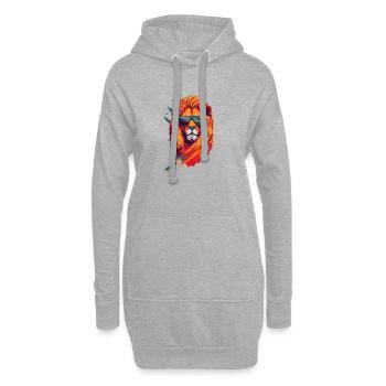 Roaring Retro: Aggressive Lion T-Shirt Art - Hoodie-Kleid - Grau meliert - Vorne