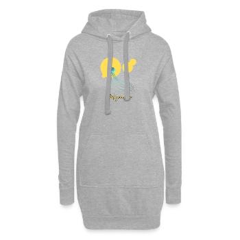 Finde deinen Flow – Leuchtende Qualle - Hoodie-Kleid - Grau meliert - Vorne