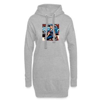 Pinup im Retrowagen Blau - Hoodie-Kleid - Grau meliert - Vorne