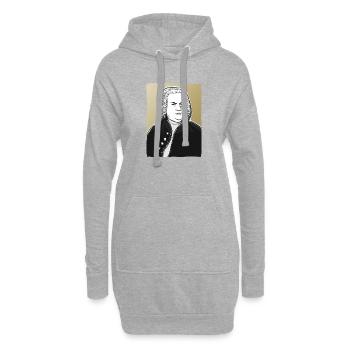 Johann Sebastian Bach in schwarz weiß und gold - Hoodie-Kleid - Grau meliert - Vorne