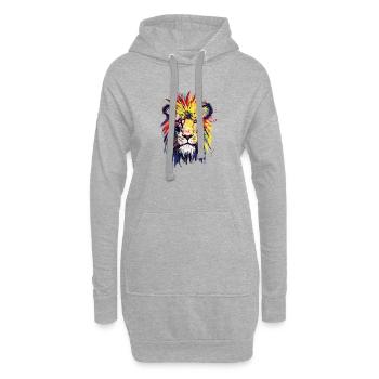 Aquarelle de Lion - Sweat-shirt à capuche long Femme - gris chiné - Devant