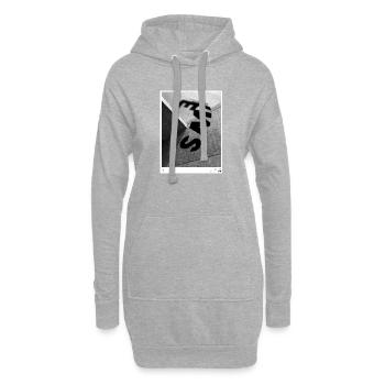 Schwarzweiß Perspektive Typografie - Hoodie-Kleid - Grau meliert - Vorne