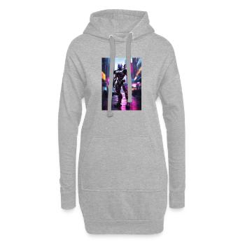 Neon Mecha in Stadtlichtern - Hoodie-Kleid - Grau meliert - Vorne