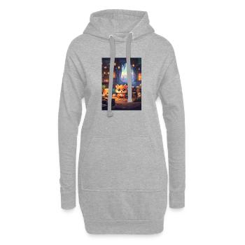 Kuschelfuchs in magischer Werkstatt - Hoodie-Kleid - Grau meliert - Vorne