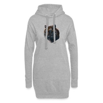 Portrait d’animal sauvage sur tissu de qualité supérieure - Sweat-shirt à capuche long Femme - gris chiné - Devant