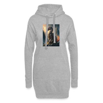 Drachenkrieger Schwarzrot Illustration - Hoodie-Kleid - Grau meliert - Vorne