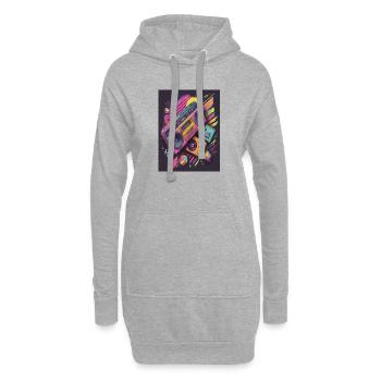 Kosmischer Boombox Retro Flug durchs All - Hoodie-Kleid - Grau meliert - Vorne