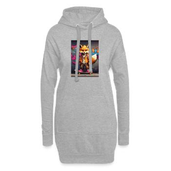 Urbaner Fuchs auf Skateboard im Graffiti-Stil - Hoodie-Kleid - Grau meliert - Vorne