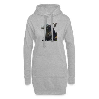 Drachenkrieger Illustration - Hoodie-Kleid - Grau meliert - Vorne