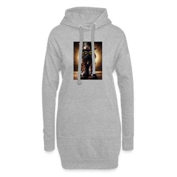 Steampunk Black Cat mit stylischen Accessoires - Hoodie-Kleid - Grau meliert - Vorne
