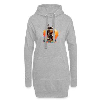Sommerlicher Animal-Style Esel mit Sonnenbrille - Hoodie-Kleid - Grau meliert - Vorne