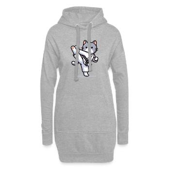 Karaté Kitty : le combattant félin - Sweat-shirt à capuche long Femme - gris chiné - Devant