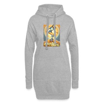 Skater Mädchen auf einem Skateboard - Hoodie-Kleid - Grau meliert - Vorne