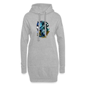 Leopard mit legendärem Frauengesicht - Hoodie-Kleid - Grau meliert - Vorne
