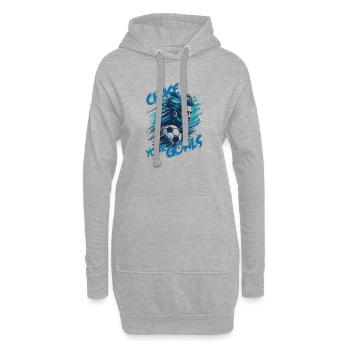 Künstlerische Fußballillustration: Verfolge deine Ziele! - Hoodie-Kleid - Grau meliert - Vorne