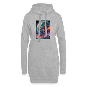 "Galaktischer Drache" T-Shirt - Hoodie-Kleid - Grau meliert - Vorne