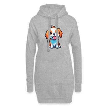 chiot de dessin animé heureux mignon - Sweat-shirt à capuche long Femme - gris chiné - Devant