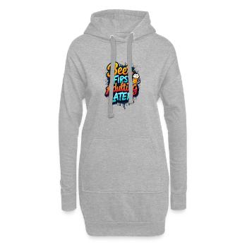LA BIÈRE D’ABORD, L’ÂGE ADULTE ENSUITE - Sweat-shirt à capuche long Femme - gris chiné - Devant
