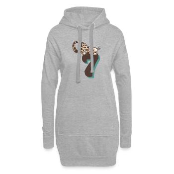 Chat numéro 7 - Sweat-shirt à capuche long Femme - gris chiné - Devant
