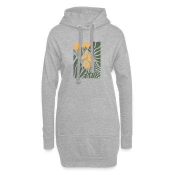 Plantes et fleurs vertes et jaunes, abstraites - Sweat-shirt à capuche long Femme - gris chiné - Devant