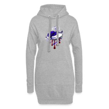 Hände, Rosenblüte, Bluttropfen, geschenkidee frau - Hoodie-Kleid - Grau meliert - Vorne