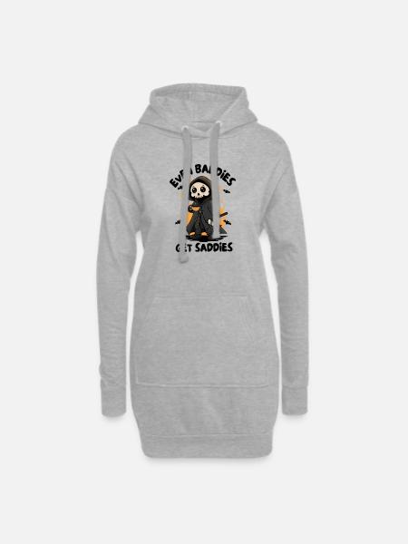 Flaming Grim Reaper with Coffee - Hoodie Dress - heather grey