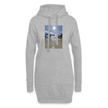 Gletscher und See - Hoodie-Kleid - Grau meliert - Vorne