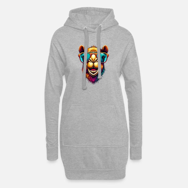 Kamel - Hoodie-Kleid - Grau meliert