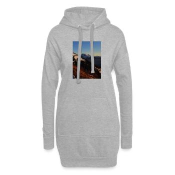 Sonnenuntergang über schneebedeckten Gipfeln - Hoodie-Kleid - Grau meliert - Vorne