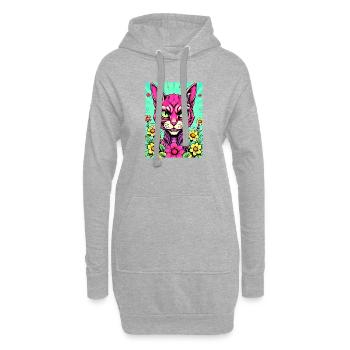 Pop-Katze 1 - Hoodie-Kleid - Grau meliert - Vorne