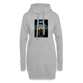 Leuchtender Pilz - Hoodie-Kleid - Grau meliert - Vorne