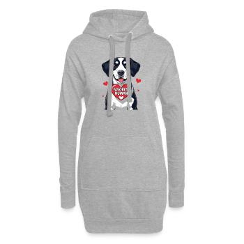 Dog with Heart Favorite Person Message - Hoodie Dress - heather grey - Front