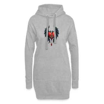 L’élégance celtique avec le cœur et les ailes. - Sweat-shirt à capuche long Femme - gris chiné - Devant