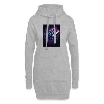 Conception futuriste d’un synthétiseur - Sweat-shirt à capuche long Femme - gris chiné - Devant