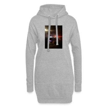 Stadtverkehr bei Nacht - Hoodie-Kleid - Grau meliert - Vorne