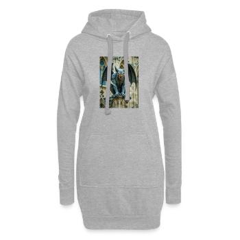 Gargoyle, geflügelter Steindämon, der Gothic bewacht - Hoodie-Kleid - Grau meliert - Vorne