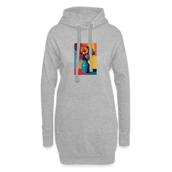 Bouquet de fleurs Pop Art - Sweat-shirt à capuche long Femme - gris chiné - Devant