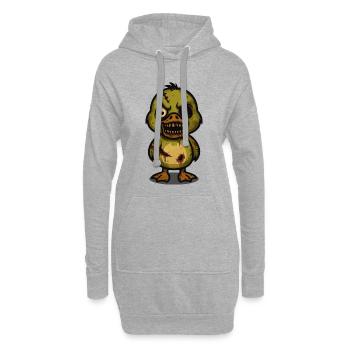 Zombie-Ente – Creepy-Cute Halloween Cartoon - Hoodie-Kleid - Grau meliert - Vorne