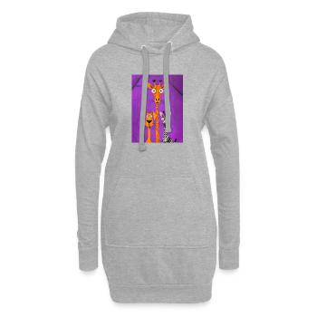 Illustration d’animaux gothiques sur fond violet - Sweat-shirt à capuche long Femme - gris chiné - Devant