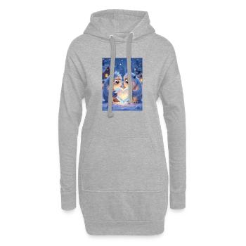 Romantisches Yeti-Paar, das gemeinsam Herz schnitzt - Hoodie-Kleid - Grau meliert - Vorne