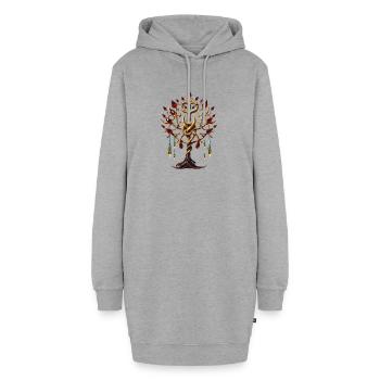 Arbre de vie magique avec pierres précieuses rouges - Sweat-shirt à capuche long Femme - gris chiné - Devant